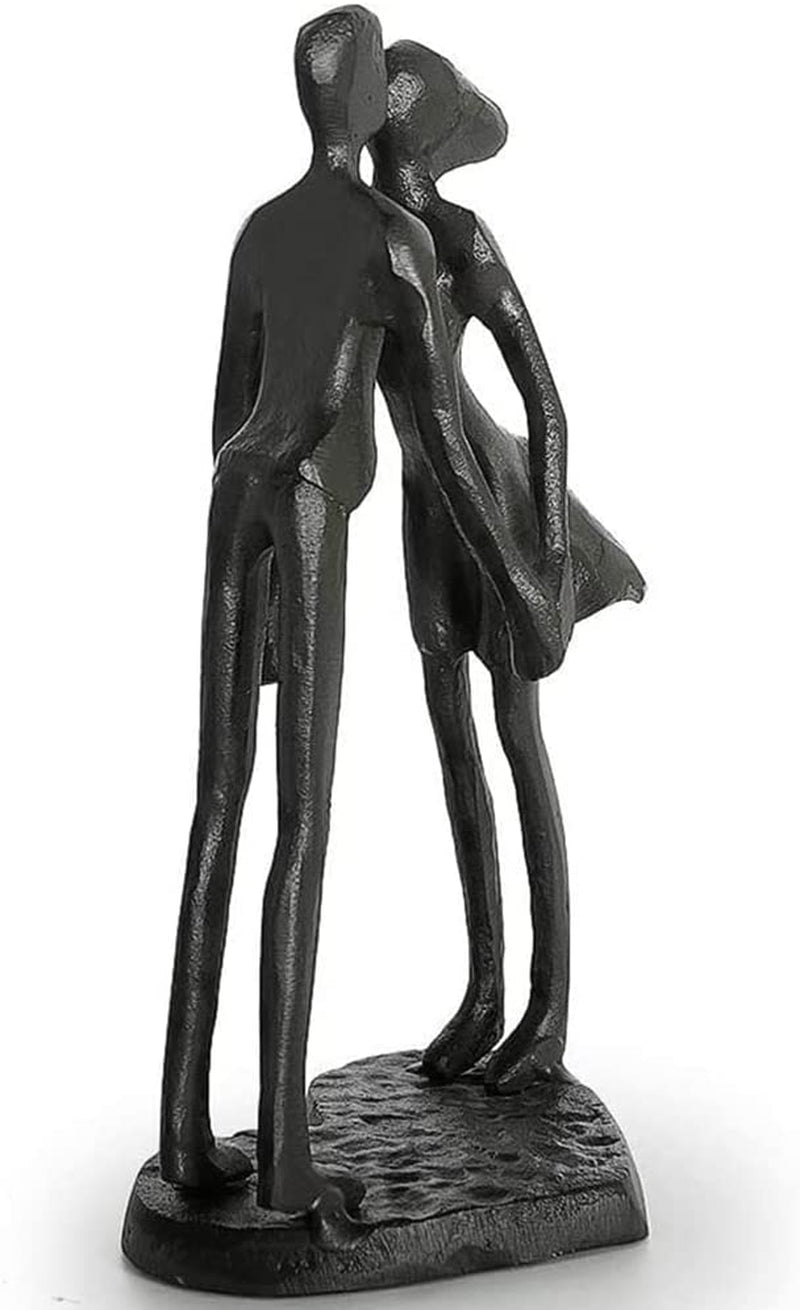 6 Inch Iron Couple Sculpture, Kissing Couple Statue for Anniversary, Handmade Cast Iron Figurine Home Decor for Wife Husband