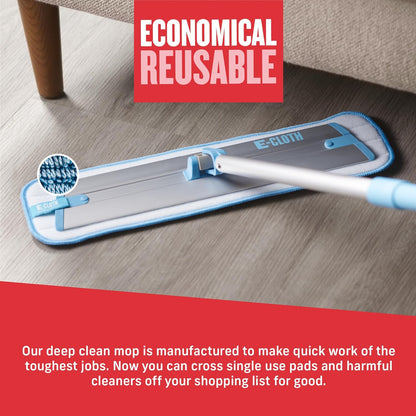 Deep Clean Microfiber Mop - Reusable Mop Pad for Home Cleaning, Hard Floors, Wood, Tile, or Laminate, Machine Washable, Use Wet for Cleaning or Dry for Dusting, No Refills or Spray Needed