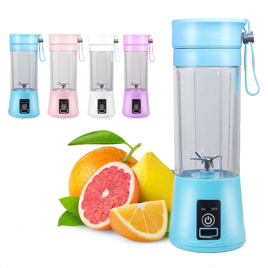380Ml Electric Juicer Bottle, Fruit Vegetable Blender, Portable Smoothie Maker Mixer Bottle, Rechargeable Blender Bottle, Light Blue